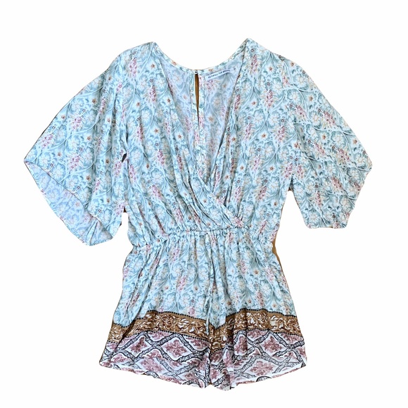Faithfull the Brand Pants - {Faithfull the Brand} Revolve Paisley Floral Drawstring Short Sleeved Romper